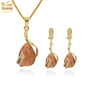 Veľkoobchod Zlatá Farba Svadobné Šperky Set Svadobné Šperky Kubických Zirco Náhrdelníky a Earings Pre Ženy Afriky Bijoux Jewelries 0