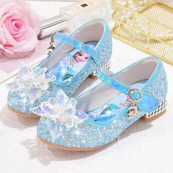 Disney karikatúry Mrazené elsa princezná obuv jeseň nový detí lesklé crystal topánky dievčatá jeden malý vysoké podpätky
