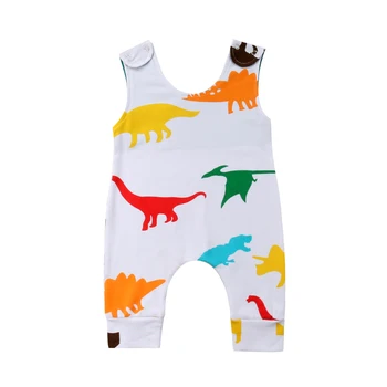 Nové Batoľa, Baby, Dievčatá, Chlapcov Lete Romper 0-24M bez Rukávov Cartoon Dinosaura Zvierat Jumpsuit Sunsuit Detské Oblečenie 