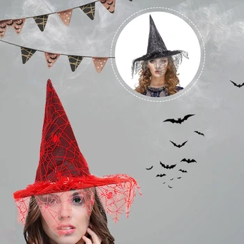 Čarodejnice Klobúk So Závojom Sprievodca Klobúk Magican Klobúk Halloween Rekvizity Nový Rok Hrubé Wrinked Klobúk Dospelých, Deti Vianočné Ozdoby