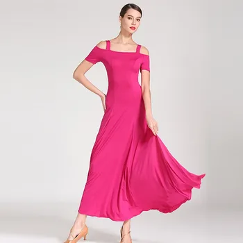 ružová sála šaty žena štandardné tanečné šaty sála praxi nosenie flamenco kostýmy, šaty španielskej sále valčík šaty