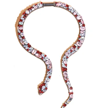 Európa Amerika Návrhár Luxusných Večera Šperky Ženy Lady Micro-intarzované Plný Kubický Zirkón Had Snakelike Golier Náhrdelník
