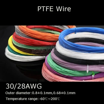 1M 30/28 AWG PTFE Drôt FEP Plastové Izolovať Vysoká Teplota Elektrónov Kábel 300V Pre KUTILOV, Slúchadlový Kábel
